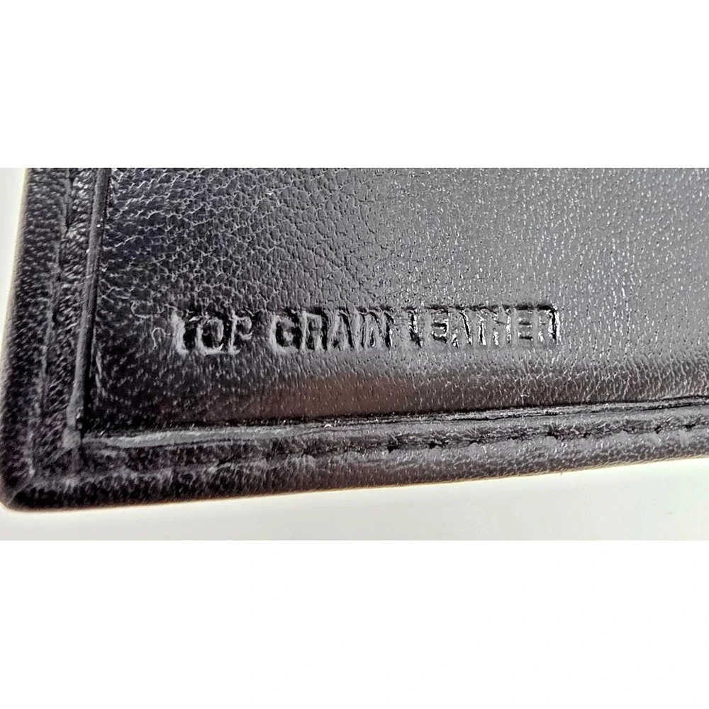 Men's Black Top Grain Leather Bifold Wallet ID Window Credit Card Holder NEW - Picture 6 of 9